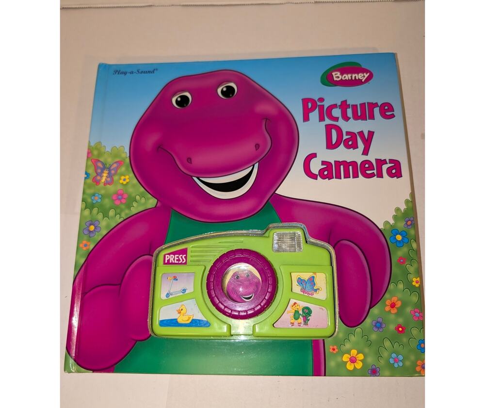 BARNEY Purple Dinosaur Picture Day Camera Interactive HC Children's Book WORKING